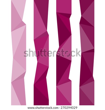 Vector collection of four-lane bookmark design templates with modern polygonal background on white background pink burgundy