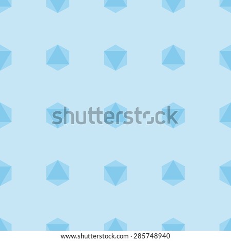 Seamless pattern of geometric shapes sign air octahedron in modern polygonal shape on a light blue background