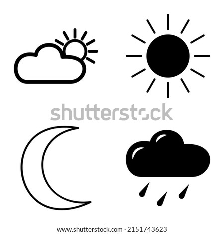 Weather Flat Icon Set Isolated On White Background