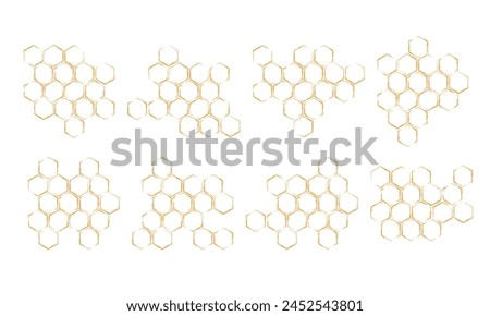 Propolis honeycomb sketch set. Hand drawn textured brush honey comb. Image bee wax. Bee honey and propolis doodle vector illustration isolated on white.