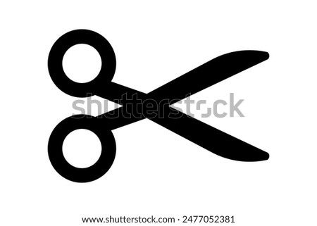 Scissors icon. Simple silhouette of open scissors. Scissors logo icon. Stock vector illustration isolated on a white background.