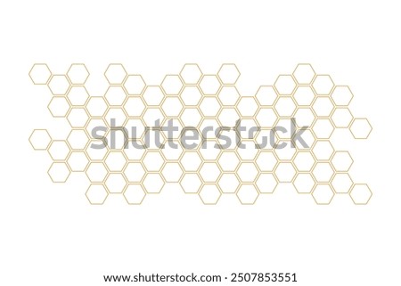 Propolis Honey comb. Honeycomb structure. Honey, pollen, wax, parchment and bee products in sketch style. Stock vector illustration isolated on a white background.