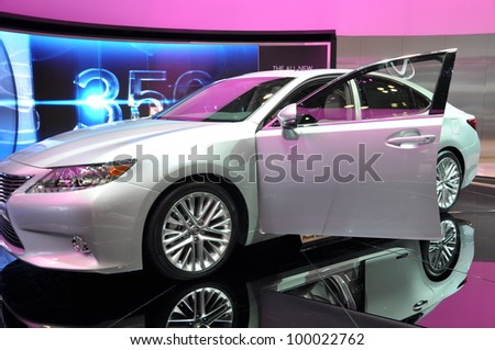 NEW YORK - APRIL 11: The all-new Lexus ES300h Hybrid at the 2012 New York International Auto Show running from April 6-15, 2012 in New York, NY.