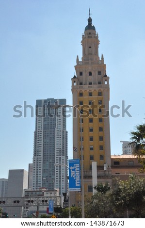 MIAMI, FLORIDA - NOVEMBER 25: The Freedom Tower is a building in Miami, Florida as seen on November 25, 2012. It is used currently as a memorial to Cuban immigration to the United States.