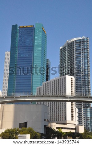 MIAMI, FLORIDA - November 25: Wells Fargo signed a 20-year lease at the brand new Met2 Financial Center, a 750,000-square-foot downtown office tower in Miami, Florida, as seen on November 25, 2012.
