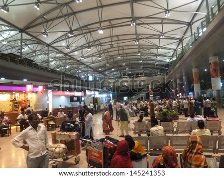HYDERABAD, INDIA - JULY 23: Rajiv Gandhi International Airport in Hyderabad, Andhra Pradesh in India as seen on July 23, 2012. It is  the sixth busiest airport in India.