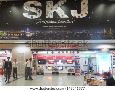 HYDERABAD, INDIA - JULY 23: Rajiv Gandhi International Airport in Hyderabad, Andhra Pradesh in India as seen on July 23, 2012. It is  the sixth busiest airport in India.