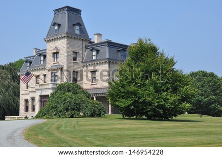 NEWPORT, RHODE ISLAND - JULY 19: Chateau-sur-Mer in Newport, Rhode Island as seen on July 19, 2013. It is the first of the grand Bellevue Avenue mansions of the Gilded Age mansions.