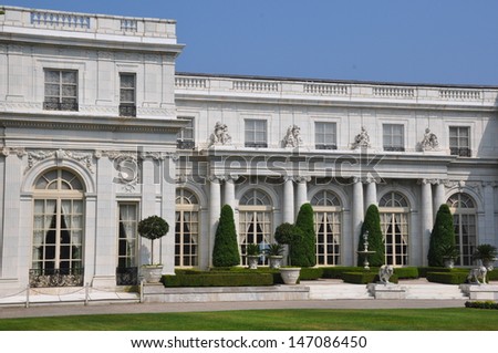 NEWPORT, RHODE ISLAND - JULY 19: Rosecliff. built 1898-1902, is one of the Gilded Age mansions, in Newport, as seen on July 19, 2013. It was modeled after the Grand Trianon of Versailles.