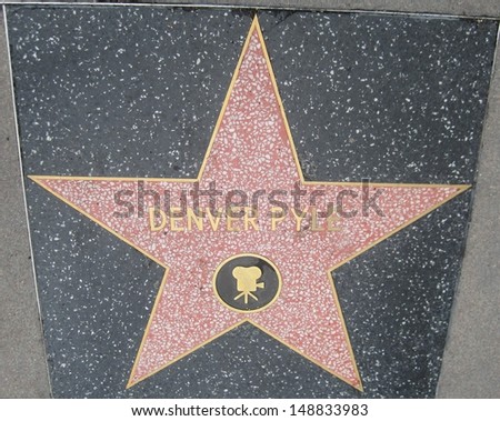 HOLLYWOOD - JULY 11: Denver Pyle\'s star on Hollywood Walk of Fame on July 11, 2013 in Hollywood, California. This star is located on Hollywood Blvd. and is one of 2400 celebrity stars.