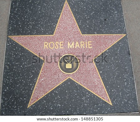 HOLLYWOOD - JULY 11: Rose Maries star on Hollywood Walk of Fame on July 11, 2013 in Hollywood, California. This star is located on Hollywood Blvd. and is one of 2400 celebrity stars.