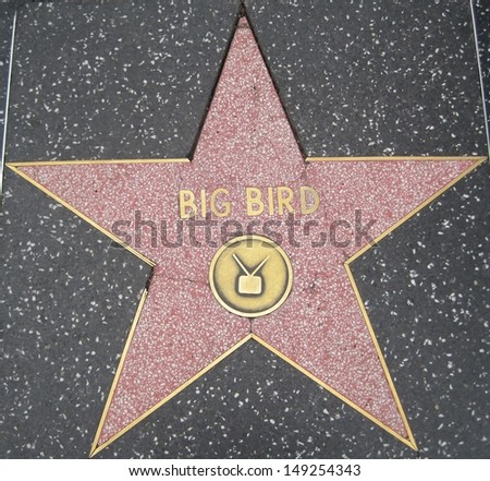 HOLLYWOOD - JULY 11: Big Bird\'s star on Hollywood Walk of Fame, as seen on July 11, 2013 in Hollywood in California. This star is located on Hollywood Blvd. and is one of 2400 celebrity stars.