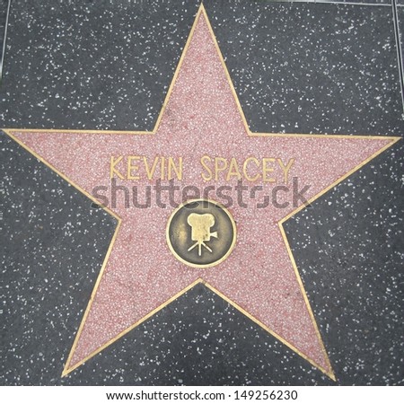 HOLLYWOOD - JULY 11: Kevin Spacey\'s star on Hollywood Walk of Fame, as seen on July 11, 2013 in Hollywood in California. This star is located on Hollywood Blvd. and is one of 2400 celebrity stars.