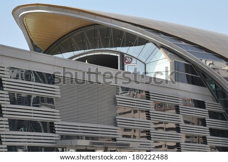 DUBAI, UAE - FEB 11: Dubai Metro Station in the UAE, on Feb 11, 2014. It is a driverless network. Guinness World Records declared it the worlds longest fully automated metro network.
