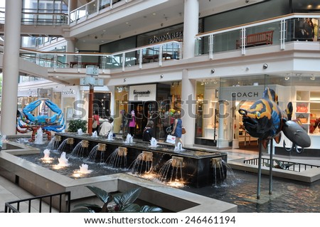BALTIMORE, MARYLAND - SEP 1: The interior of The Gallery at Harborplace in Baltimore, Maryland, as seen on Sep 1, 2014. The Gallery is a four story shopping mall at the Inner Harbor in Baltimore.