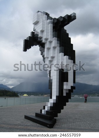 VANCOUVER, CANADA - MAY 23: Canadian sculptor Douglas Coupland\'s art piece \