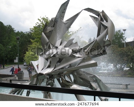 VANCOUVER, CANADA - MAY 23: Stainless steel crab sculpture at the Museum of Vancouver (MOV) in Canada, as seen on May 23, 2010. The MOV is the largest civic museum in Canada and oldest in Vancouver.