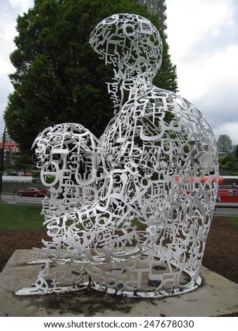 VANCOUVER, CANADA - MAY 23: Stainless steel art piece \