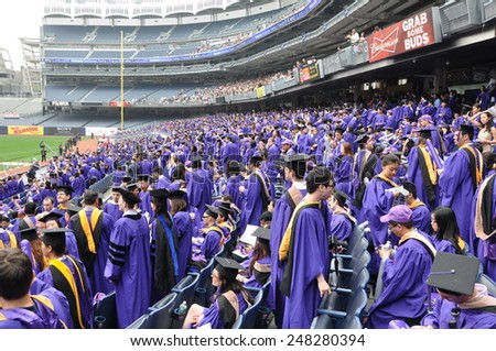 NEW YORK, NY - MAY 22: New York University (NYU) 181st Commencement Ceremony at the Yankee Stadium in New York City, as seen on May 22, 2013. Over 14000 degree students graduated at the ceremony..