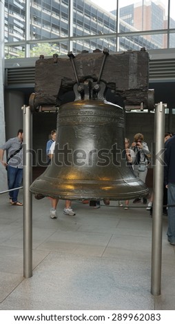 PHILADELPHIA - MAY 9: The Liberty Bell Center housing the symbol of American independence in Philadelphia, on May 9, 2015. The bell originally cracked when first rung after arrival in Philadelphia.