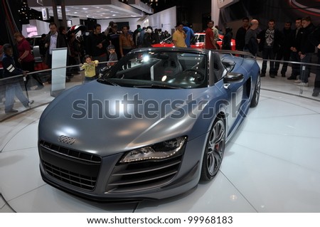 NEW YORK - APRIL 11: The Audi R8 CT Spyder at the 2012 New York International Auto Show running from April 6-15, 2012 in New York, NY.