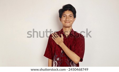 Similar – Image, Stock Photo Worker putting white face mask