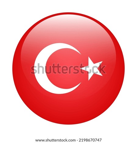 The flag of Turkey. Standard color. The circular icon. The round flag. Digital illustration. Computer illustration. Vector illustration.