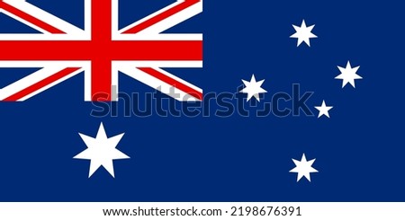 The flag of Australia. Standard color. Standard size. A rectangular national flag. Digital illustration. Computer illustration. Vector illustration.