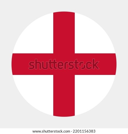 The flag of England. Standard color. Circular icon. Round flag. Digital illustrations. Computer illustration. Vector illustration.