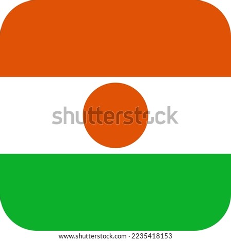 National flag of Niger. Square icon. Standard colors. Icon design. Computer illustration. Digital illustration. Vector illustration.