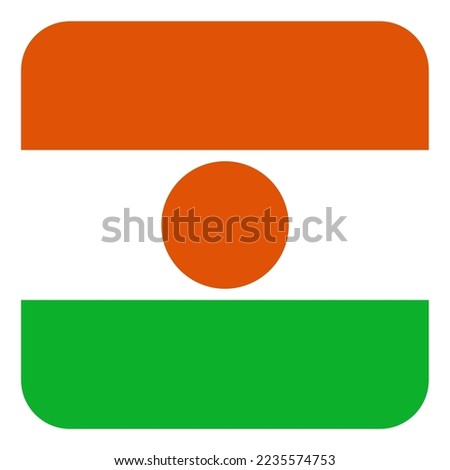 National flag of Niger. Square icon. Standard colors. Icon design. Computer illustration. Digital illustration. Vector illustration.