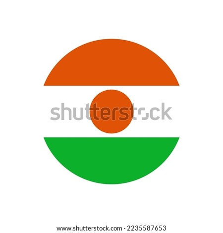 National flag of Niger. Circular icon. Standard colors. Icon design. Computer illustration. Digital illustration. Vector illustration.