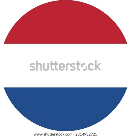 Flag of the Netherlands. Standard color. Round button icon. A circular icon. Computer illustration. Digital illustration. Vector illustration.
