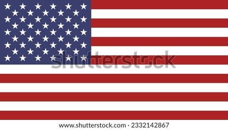 The American flag. Standard color. Standard size. A rectangular flag. Icon design. Computer illustration. Digital illustration. Vector illustration.