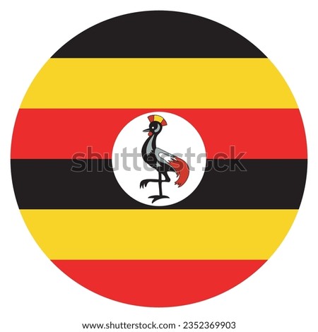 The flag of Uganda. Button flag icon. Standard color. Round button icon. The circle icon. Computer illustration. Digital illustration. Vector illustration.