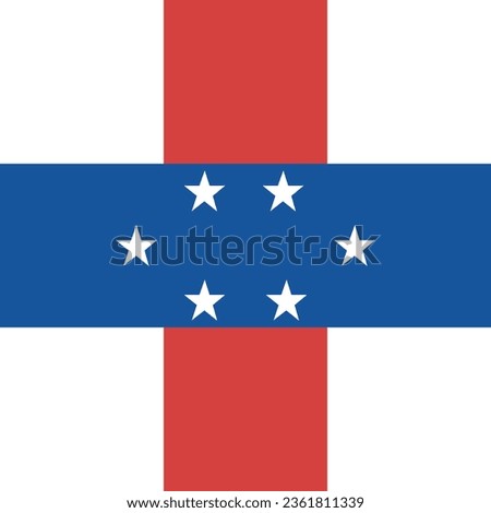 Flag of the Netherlands Antilles. Standard color. A square flag. Icon design. Computer illustration. Digital illustration. Vector illustration.