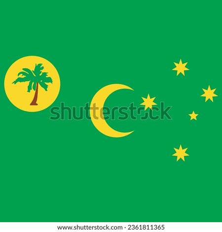 Flag of the Cocos (Keeling) Islands. Standard color. A square flag. Icon design. Computer illustration. Digital illustration. Vector illustration.