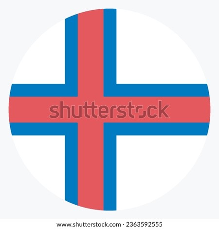 Flag of the Faroe Islands. Button flag icon. Standard color. Round button icon. 3d ICONS. The circle icon. Computer illustration. Digital illustration. Vector illustration.