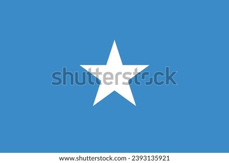 Somalia flag. Standard size. The official ratio. A rectangular flag. Standard color. Flag icon. Digital illustration. Computer illustration. Vector illustration.