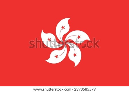 Hong Kong flag. Standard size. The official ratio. A rectangular flag. Standard color. Flag icon. Digital illustration. Computer illustration. Vector illustration.