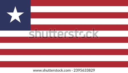 Liberia flag. Standard size. The official ratio. A rectangular flag. Standard color. Flag icon. Digital illustration. Computer illustration. Vector illustration.
