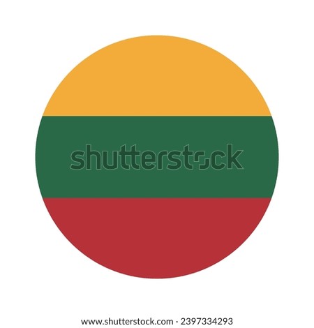 Lithuania circle flag. Circle icon flag. Standard color. Button flag icon. Digital illustration. Computer illustration. Vector illustration.