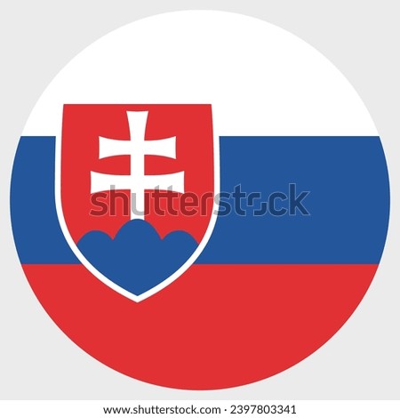 Slovakia flag. Circle icon flag. Standard color. Button flag icon. Digital illustration. Computer illustration. Vector illustration.