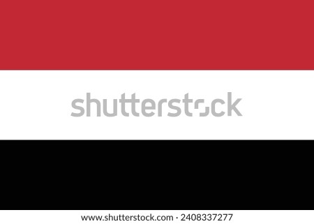 Flag of Yemen. Standard size. The official ratio. A rectangular flag. Standard color. Flag icon. Digital illustration. Computer illustration. Vector illustration.