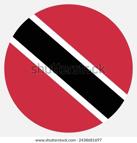 Trinidad and Tobago flag. Circular icon. Round flag. Standard colors. Digital illustration. Computer illustration. Vector illustration.