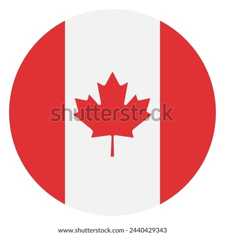 Canada circle flag. Circle icon flag. Flag icon. Standard color. Digital illustration. Computer illustration. Vector illustration.