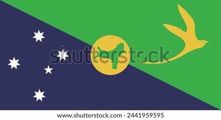 Christmas Island flag. Standard color. Rectangular icon. A rectangular national flag. Standard size. Digital illustrations. Computer illustration. Vector illustration.