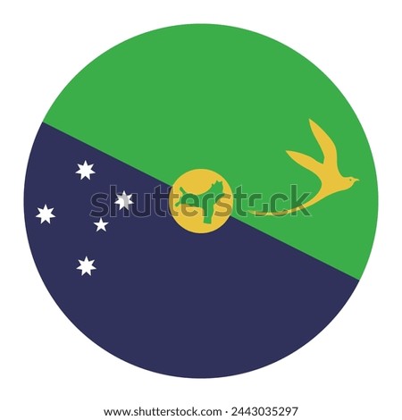 Christmas Island flag. Button flag icon. Standard color. Round button icon. The circle icon. Computer illustration. Digital illustration. Vector illustration.