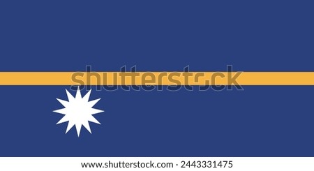 Nauru flag. Standard size. The official ratio. A rectangular flag. Standard color. Flag icon. Digital illustration. Computer illustration. Vector illustration.