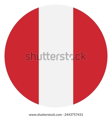 Peru flag. Button flag icon. Standard color. Round button icon. The circle icon. Computer illustration. Digital illustration. Vector illustration.